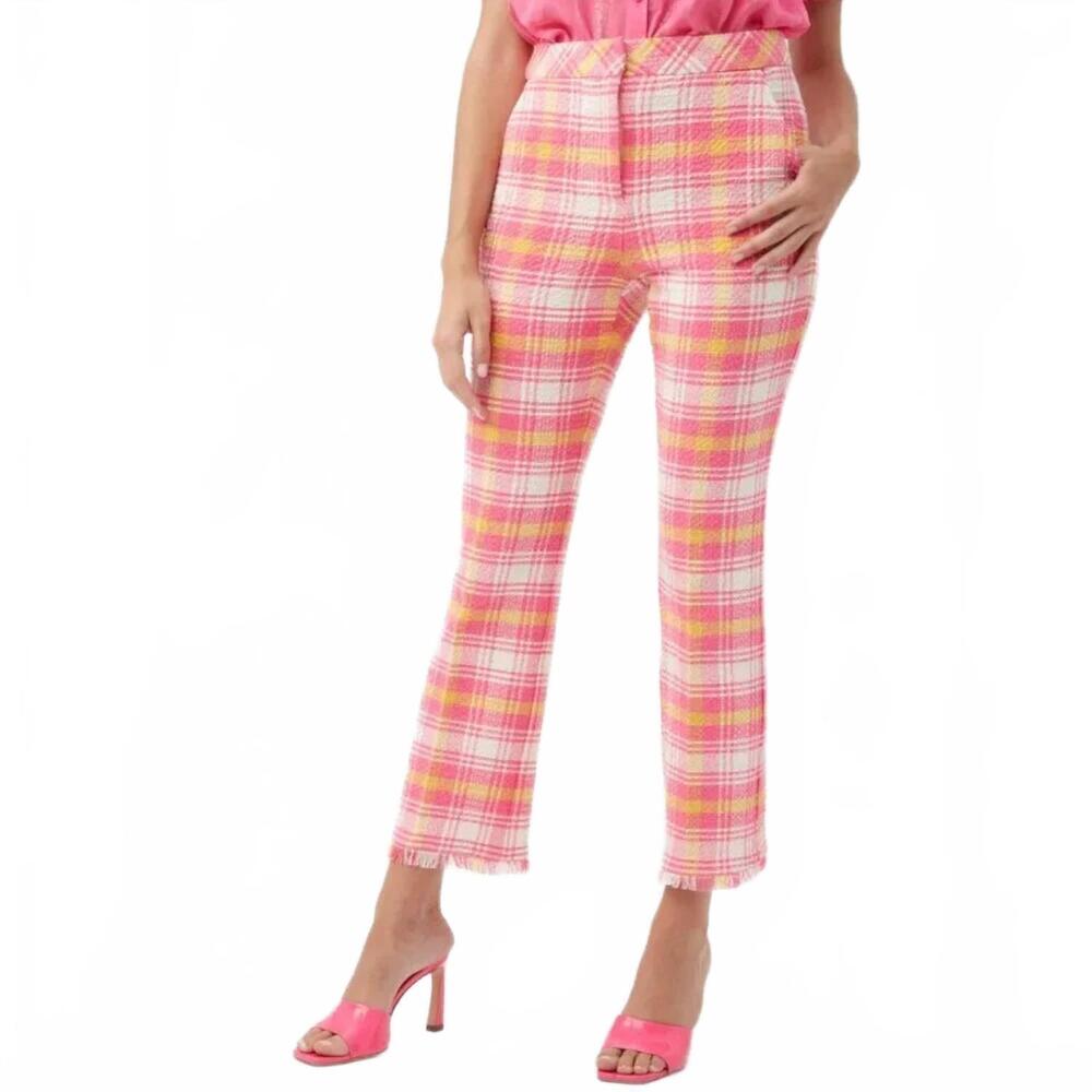 NEW TRINA TURK lulu fringe pants in paradise plaid